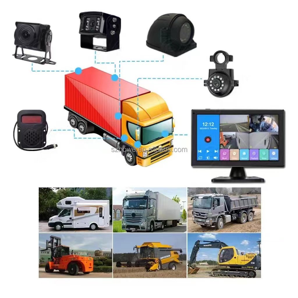 Car Monitor DC and AV Connector 12V 24V LCD Video Truck Bus Rearview Backup Reverse Parking Display 7 Inch Car Monitor